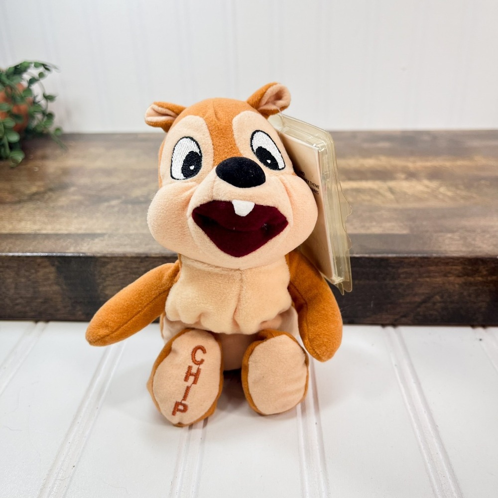 Disney Store Chip Retired Mini Bean Bag Plush W/ Tags Collectible Toy 8"